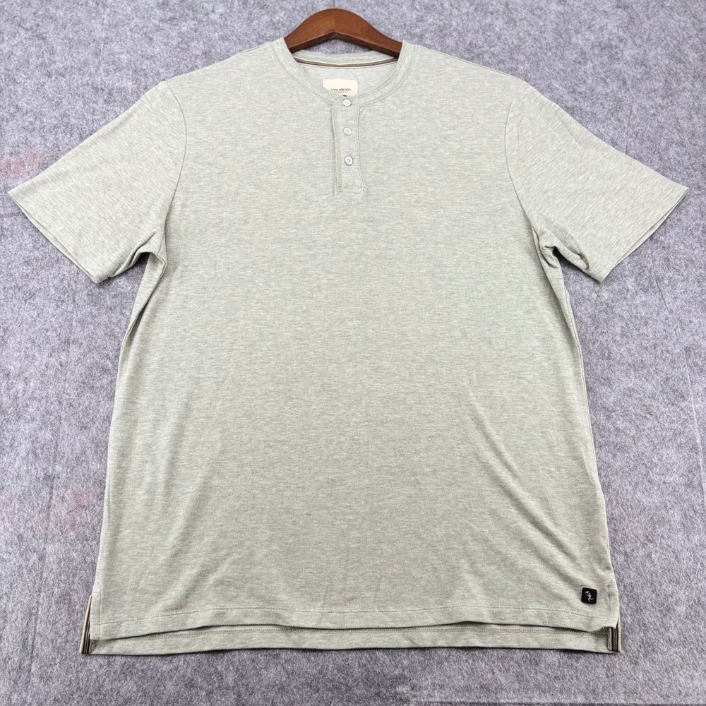 Civil Society Payson Henley Shirt Mens XL Heather Sage Green Short Sleeve